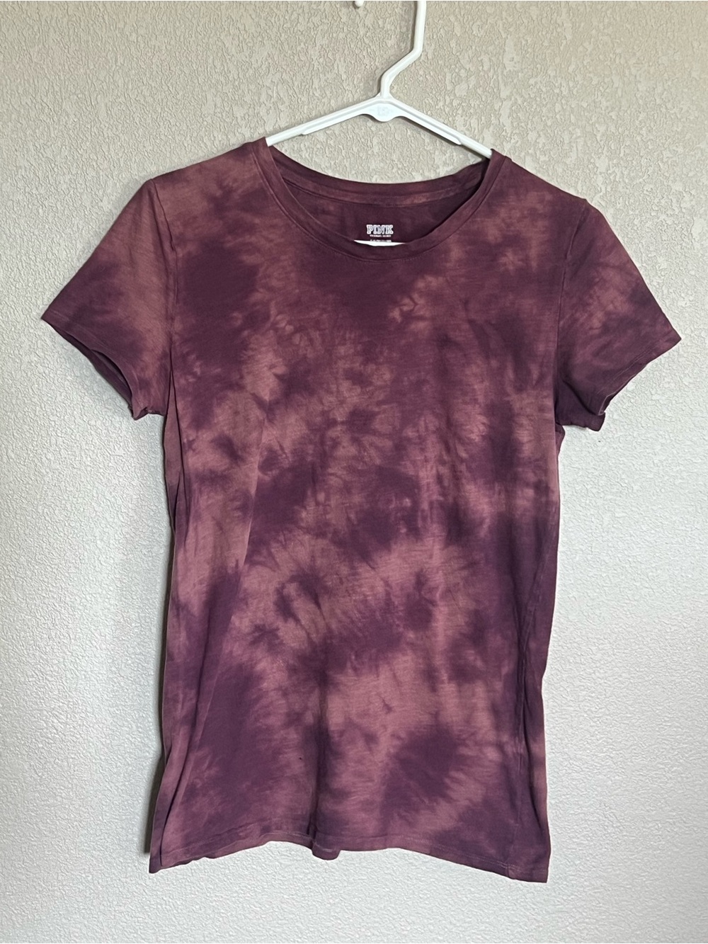 PINK Victoria's Secret Maroon Tie-Dye Short Sleeve Tee